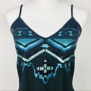 EXPRESS Hi-low Dress Aztec Design in Sequins SZ M